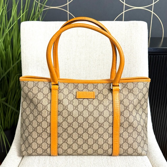 Authentic Gucci brown monogram coated canvas tote bag - Picture 1 of 15